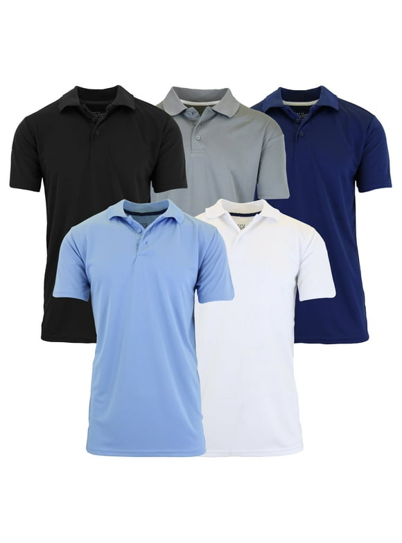 5-Pack Men's Dry Fit Moisture-Wicking Polo Shirt (S-3XL)