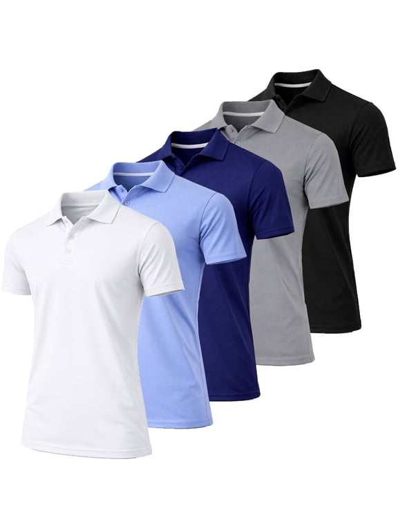 5-Pack Men's Dry Fit Moisture-Wicking Polo Shirt (S-3XL)