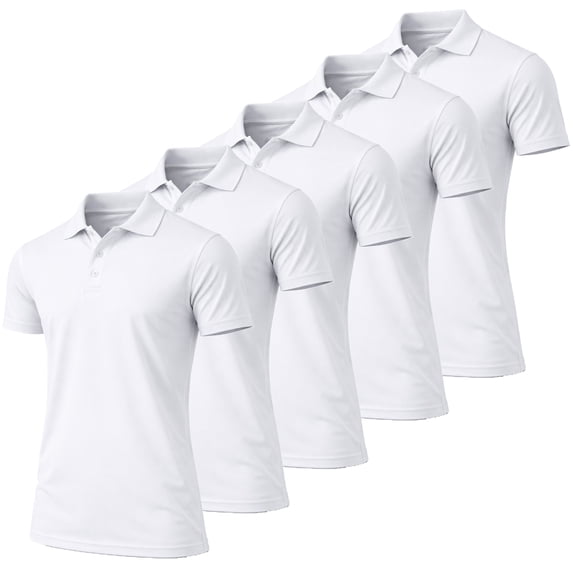 5-Pack Men's Dry Fit Moisture-Wicking Polo Shirt (S-3XL)
