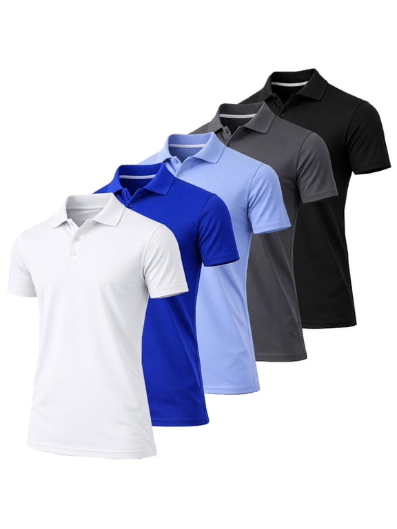 5-Pack Men's Dry Fit Moisture-Wicking Polo Shirt (S-3XL)