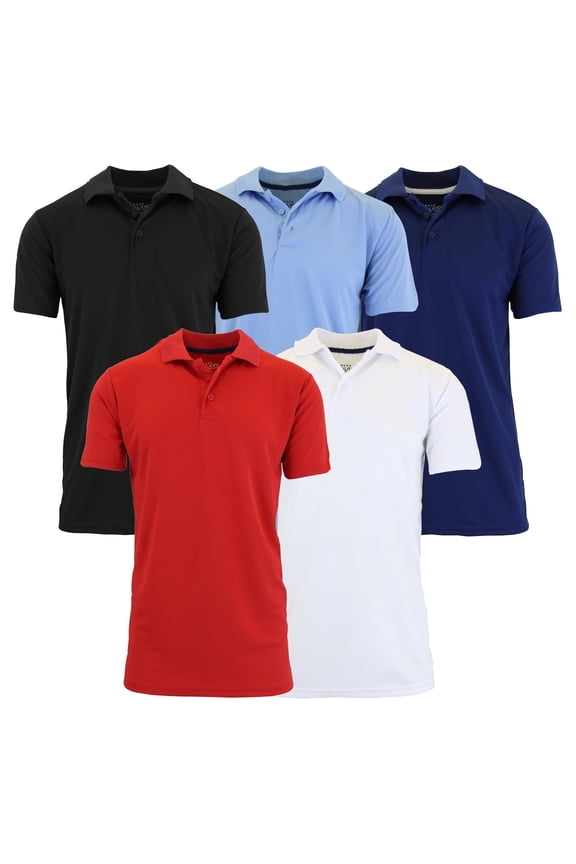 5-Pack Men's Dry Fit Moisture-Wicking Polo Shirt (S-3XL)