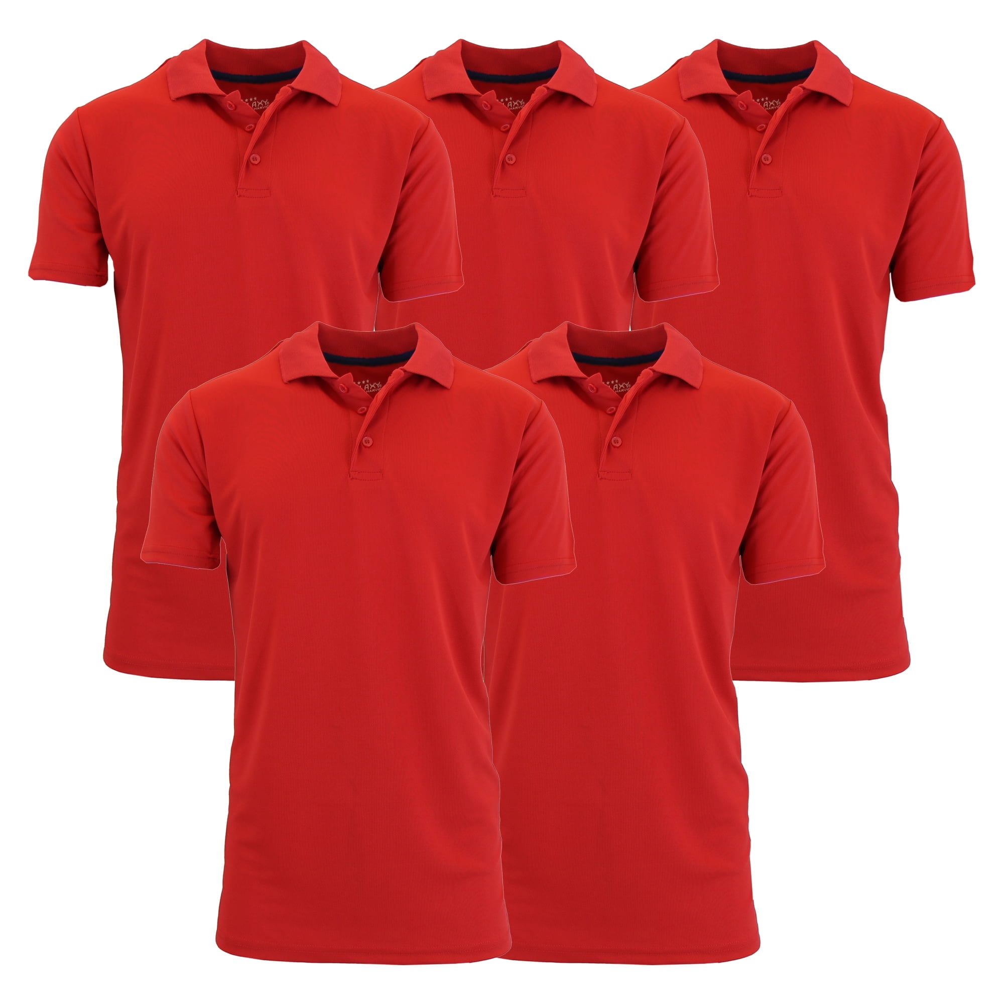 5-Pack Men's Dry Fit Moisture-Wicking, Cool Polo Shirt (S
