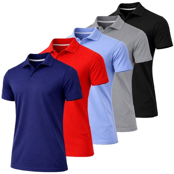5-Pack Men's Dry Fit Moisture-Wicking Polo Shirt (S-3XL)