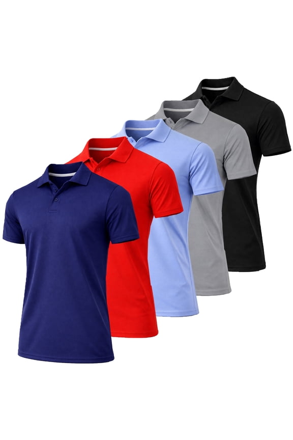 5-Pack Men's Dry Fit Moisture-Wicking Polo Shirt (S-3XL)
