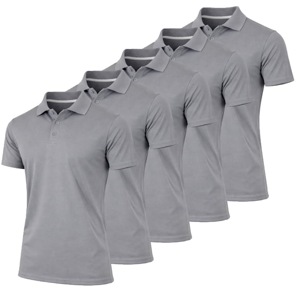 5-Pack Men's Dry Fit Moisture-Wicking Polo Shirt (S-3XL)