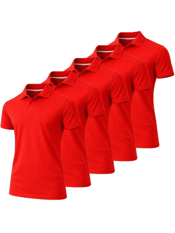 5-Pack Men's Dry Fit Moisture-Wicking Polo Shirt (S-3XL)