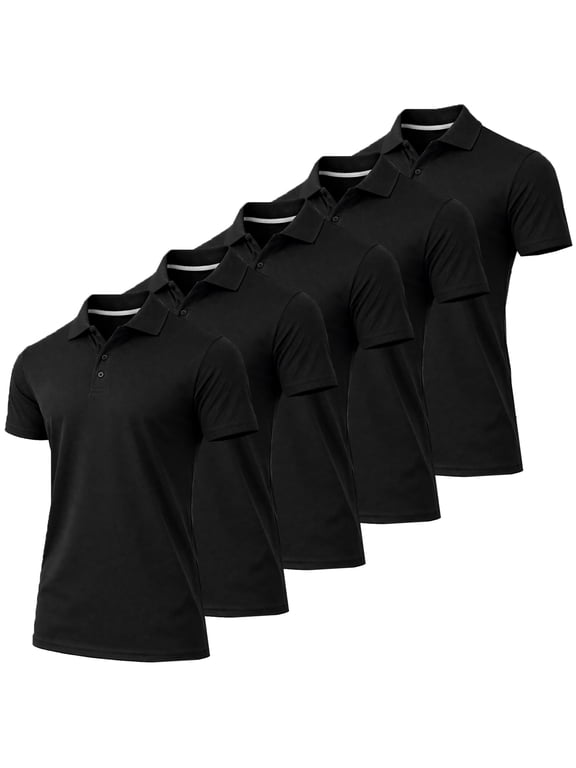 5-Pack Men's Dry Fit Moisture-Wicking Polo Shirt (S-3XL)