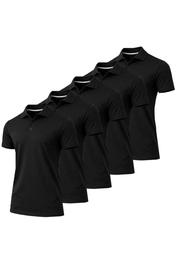 5-Pack Men's Dry Fit Moisture-Wicking Polo Shirt (S-3XL)