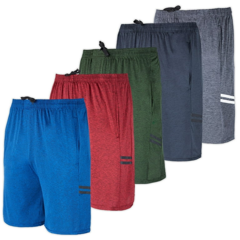Real Essentials 5 Pack: Men's Dry-Fit Sweat Resistant Active Athletic  Performance Shorts