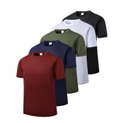 5 Pack Mens Dry Fit T Shirts Athletic Running Gym Workout Short Sleeve Tee Shirts for Men