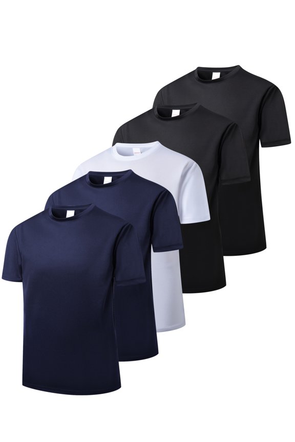 5 Pack Men's Dry Fit T Shirts Athletic Running Gym Workout Short Sleeve Tee Shirts for Men