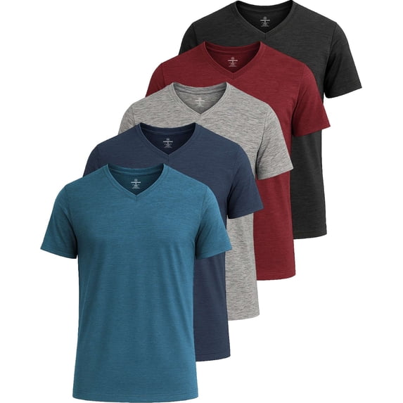 5 Pack Men's Dry Fit V Neck Workout T Shirts Athletic Gym Fitness Tees