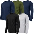 thumbnail image 1 of 5-Pack Men's Long Sleeve Crew Neck T-Shirt Tee Soft Work Casual Jersey Tees, 1 of 7