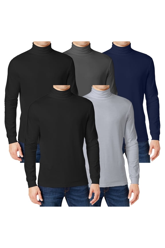 5-Pack Men's Long Sleeve Turtle Neck T-Shirt (Sizes, S to 2XL)