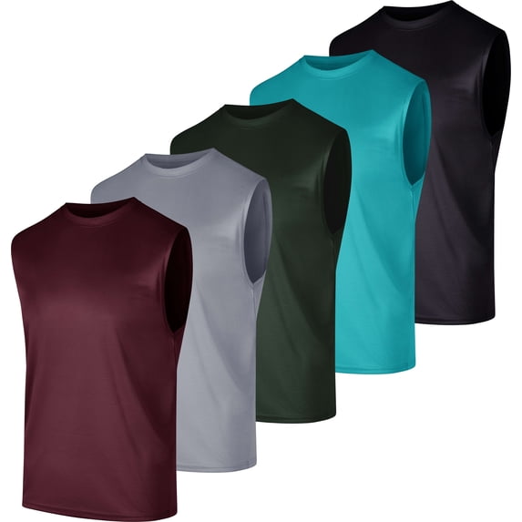 Real Essentials 5 Pack: Men's Mesh Active Athletic Tech Tank Top - Workout & Training Activewear (Available in Big & Tall)
