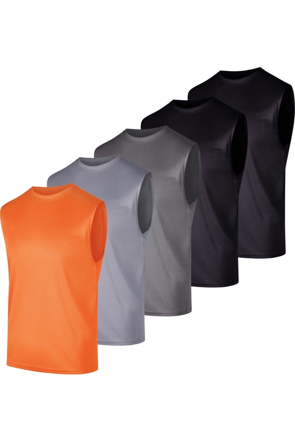 5 Pack: Men's Mesh Active Athletic Tech Tank Top - Workout & Training Activewear (Available in Big & Tall)