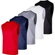 Real Essentials 5 Pack Mens Mesh Active Athletic Tech Tank Top - Workout & Training Activewear Available in Big & Tall