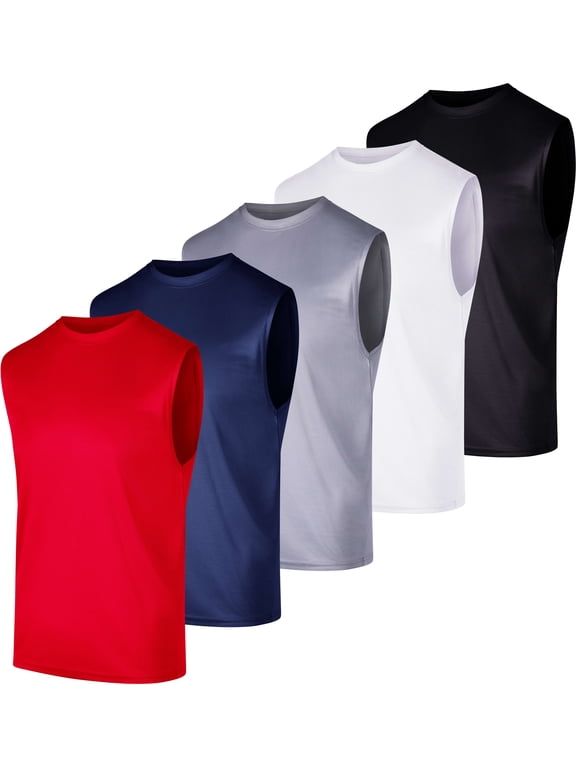 5 Pack: Men's Mesh Active Athletic Tech Tank Top - Workout & Training Activewear (Available in Big & Tall)