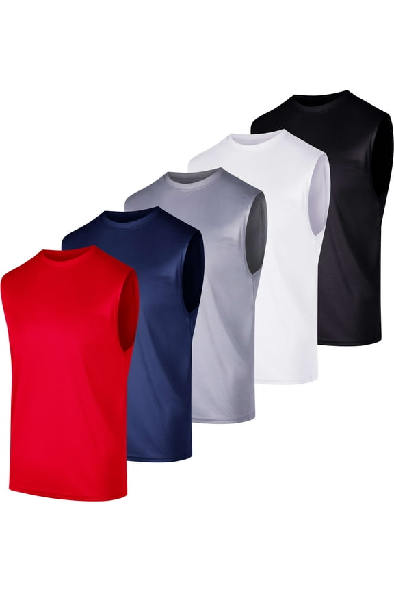 5 Pack: Men's Mesh Active Athletic Tech Tank Top - Workout & Training Activewear (Available in Big & Tall)