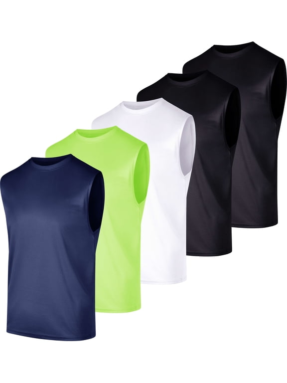 5 Pack: Men's Mesh Active Athletic Tech Tank Top - Workout & Training Activewear (Available in Big & Tall)