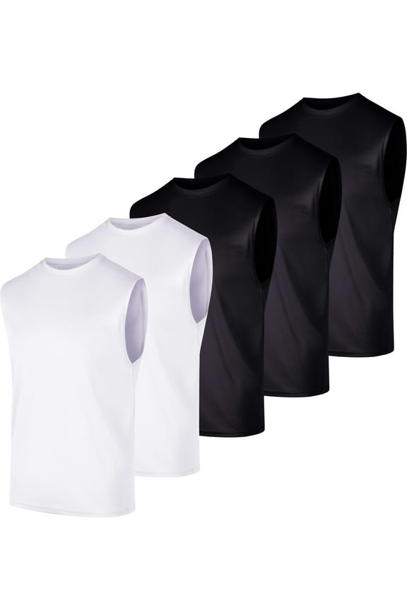 5 Pack: Men's Mesh Active Athletic Tech Tank Top - Workout & Training Activewear (Available in Big & Tall)