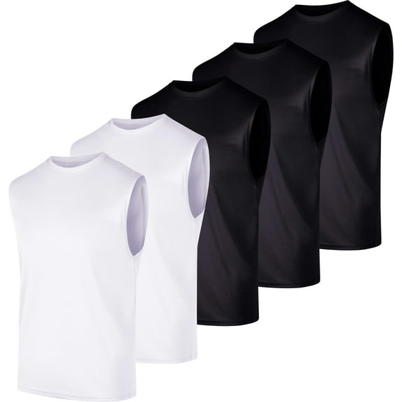 Real Essentials 5 Pack: Men's Mesh Active Athletic Tech Tank Top - Workout & Training Activewear (Available in Big & Tall)
