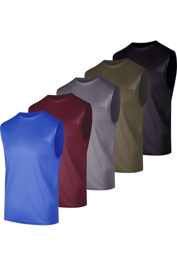 5 Pack: Men's Mesh Active Athletic Tech Tank Top - Workout & Training Activewear (Available in Big & Tall)