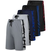Real Essentials 5 Pack: Men's Mesh Athletic Basketball Shorts Quick Dry Activewear with Pockets
