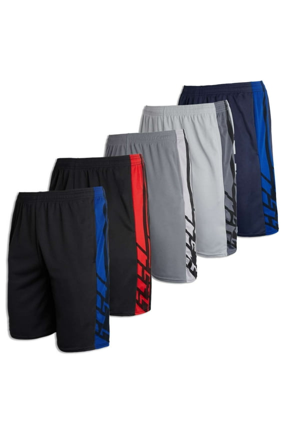 5 Pack: Men's Mesh Athletic Basketball Shorts Quick Dry Activewear with Pockets