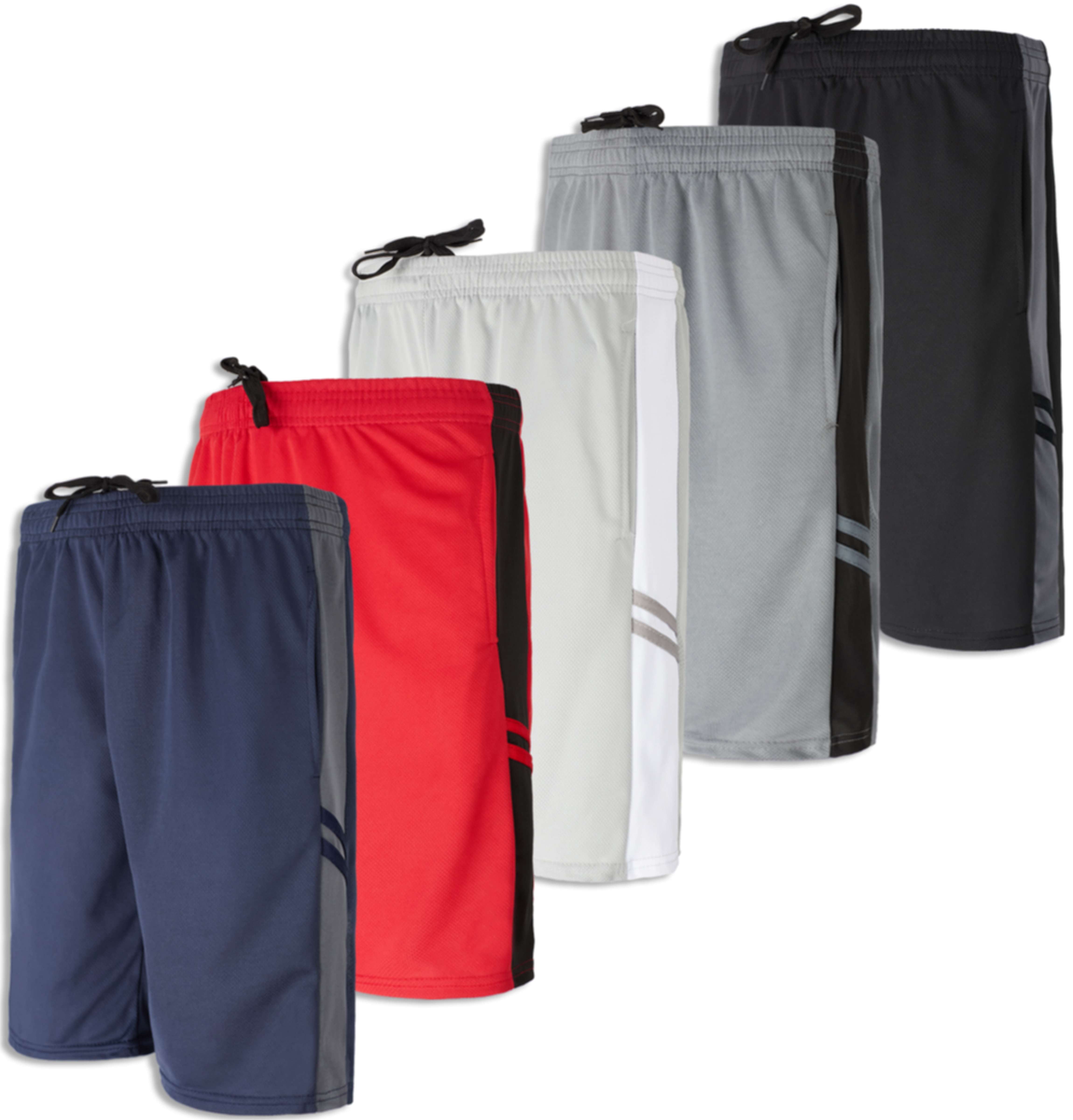 5 Pack: Men's Mesh Athletic Basketball Shorts Quick Dry Activewear with Pockets
