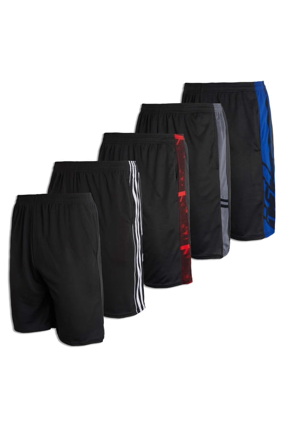 5 Pack: Men's Mesh Athletic Performance Gym Shorts with Pockets (S-3X)