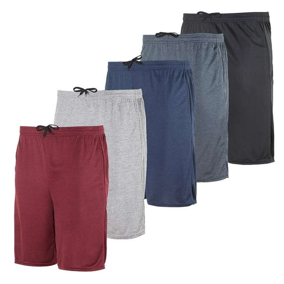 5 Pack: Men's Mesh Athletic Performance Gym Shorts with Pockets (S-3X)