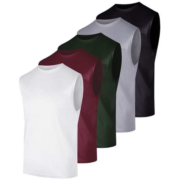 5 Pack Men's Mesh Muscle Tank Tops Sleeveless Athletic Gym Workout Shirts