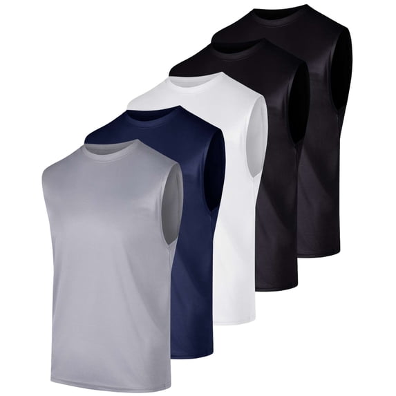 5 Pack Men's Mesh Muscle Tank Tops Sleeveless Athletic Gym Workout Shirts