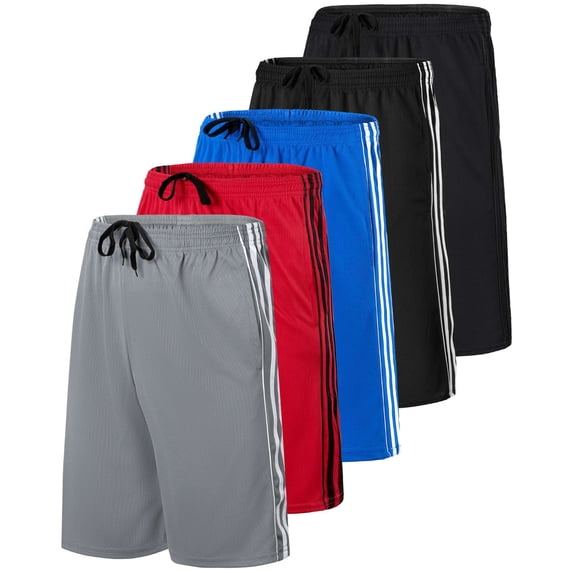 5 Pack Men's Mesh Shorts 9" Long Athletic Running Workout Gym Basketball