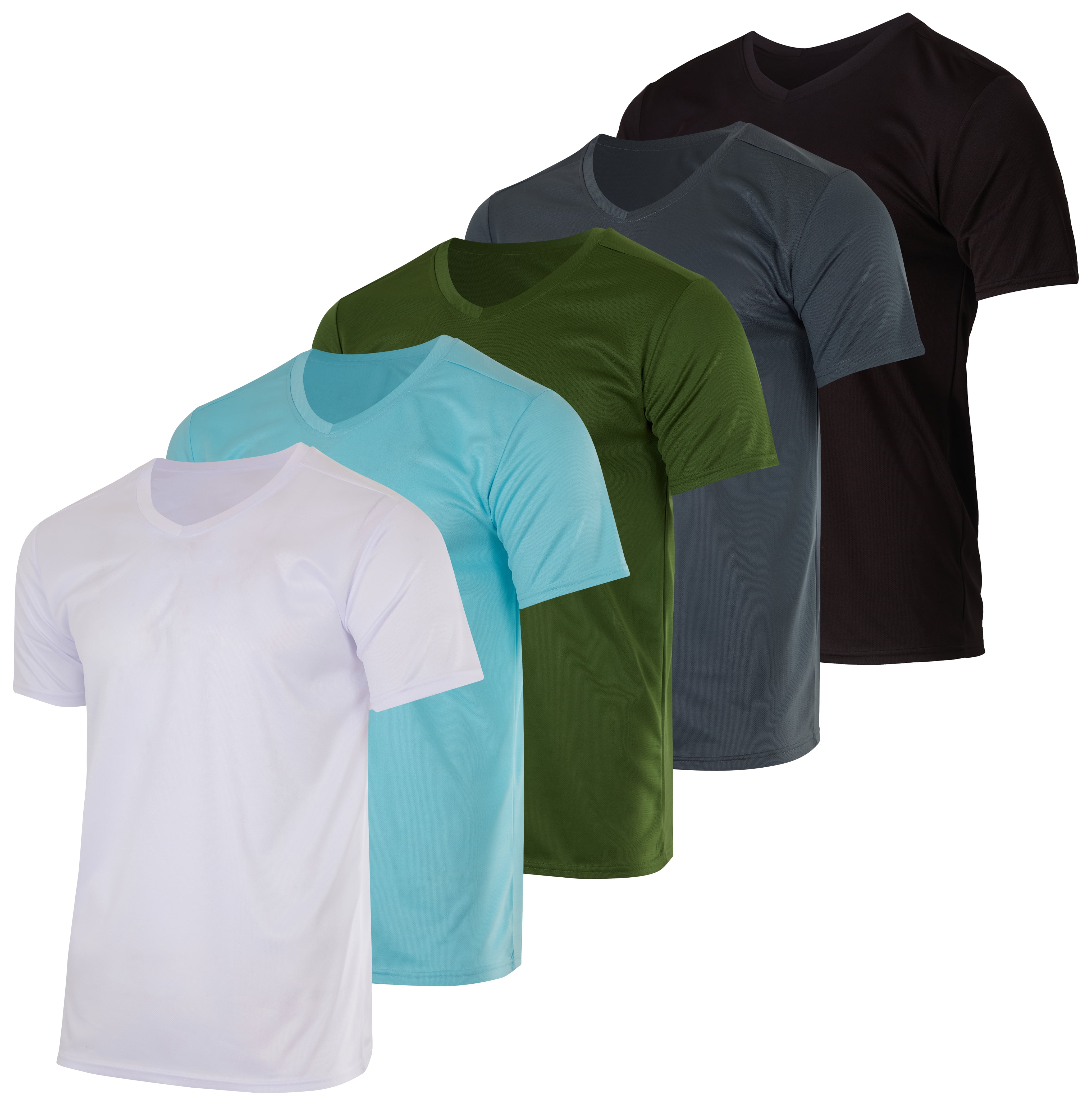 5 Pack: Men's Mesh V-Neck Moisture Wicking Active Athletic