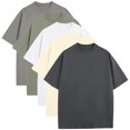 thumbnail image 1 of 5-Pack Men's Oversized Heavyweight Cotton Crew Neck Short Sleeve Tshirts Loose Fit Tops (S-3XL), 1 of 7