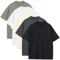 thumbnail image 1 of 5-Pack Men's Oversized Heavyweight Cotton Crew Neck Short Sleeve Tshirts Loose Fit Tops (S-3XL), 1 of 7