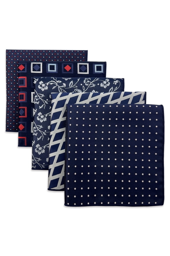 5 Pack Men's Pocket Squares Set 12.6" Formal Handkerchiefs for Suits Weddings Tuxedos Assorted Colors Patterns No.12