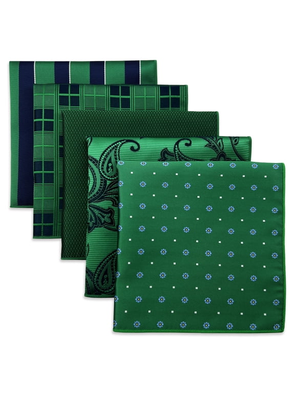 5 Pack Men's Pocket Squares Set 12.6" Formal Handkerchiefs for Suits Weddings Tuxedos Assorted Colors Patterns No.18