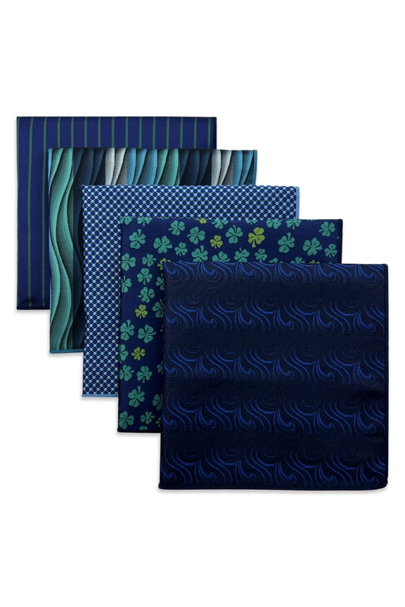 5 Pack Men's Pocket Squares Set 12.6" Formal Handkerchiefs for Suits Weddings Tuxedos Assorted Colors Patterns No.19