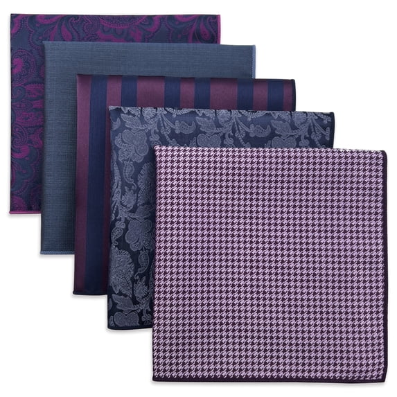 5 Pack Men's Pocket Squares Set 12.6" Formal Handkerchiefs for Suits Weddings Tuxedos Assorted Colors Patterns No.20