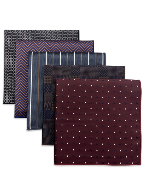 5 Pack Men's Pocket Squares Set 12.6" Formal Handkerchiefs for Suits Weddings Tuxedos Assorted Colors Patterns No.4