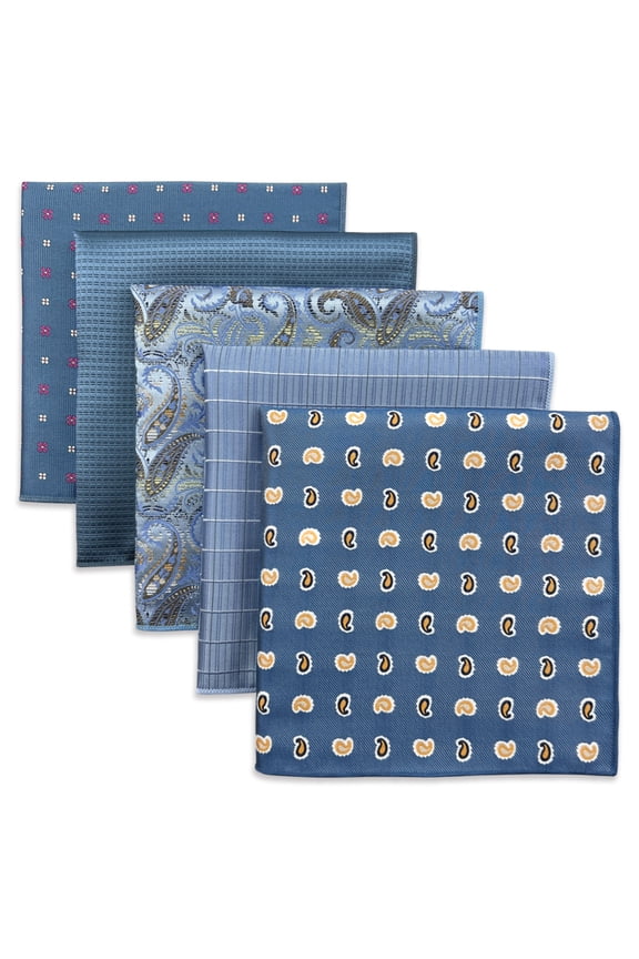 5 Pack Men's Pocket Squares Set 12.6" Formal Handkerchiefs for Suits Weddings Tuxedos Assorted Colors Patterns No.6