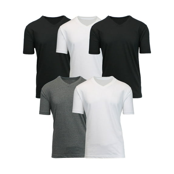 5-Pack Men's Short Sleeve V-Neck Modern Fit Classic Tees (S-3XL)