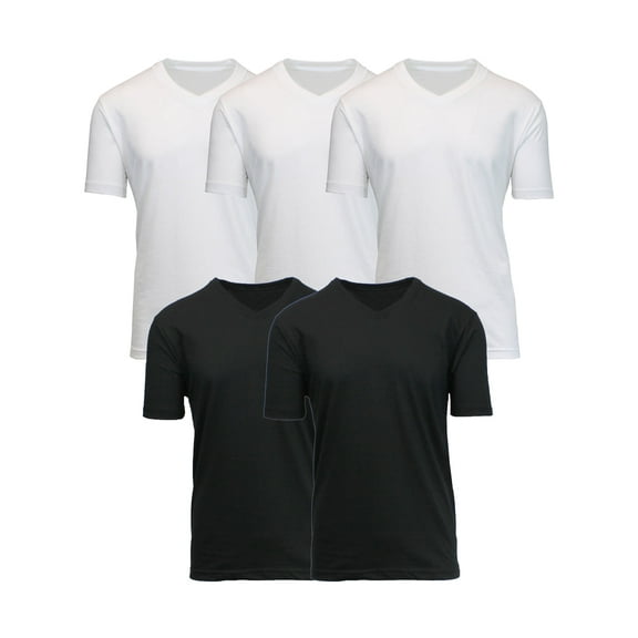 5-Pack Men's Short Sleeve V-Neck Modern Fit Classic Tees (S-3XL)