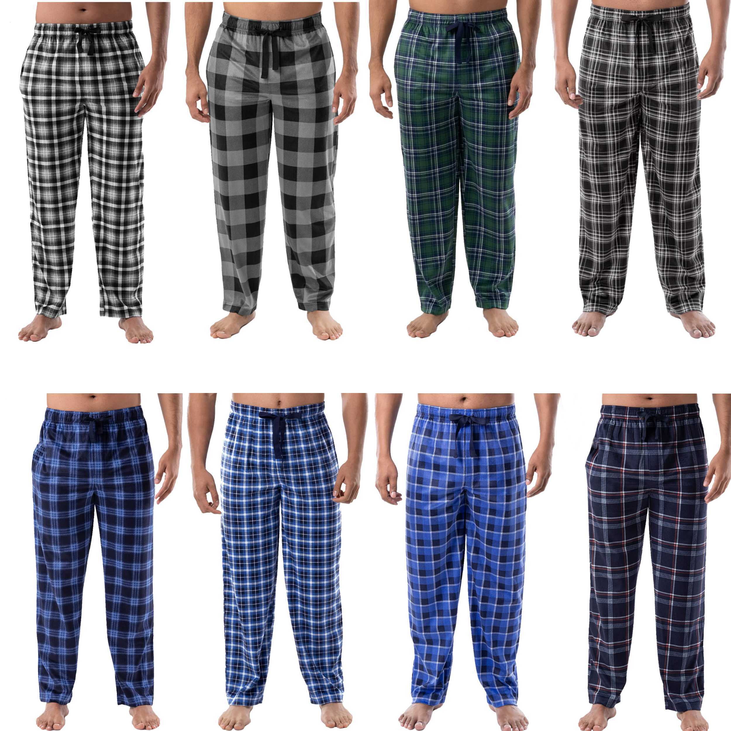 5-Pack Men's Ultra-Soft Micro Fleece Plaid Cozy Lounge Sleepwear Pajama ...
