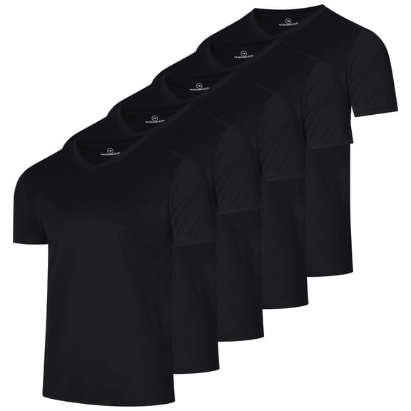 Real Essentials 5 Pack: Men's Mesh V Neck T Shirts Dry Fit Athletic Workout Gym Running Tees