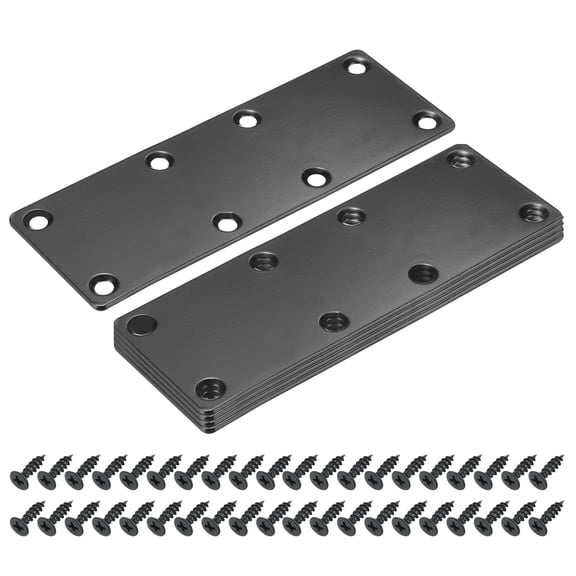 5 Pack Mending Plate Metal Flat Bracket Brace, Black, 5.44"x1.97"