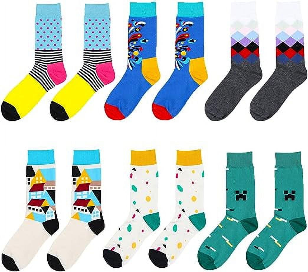 5 Pack Mens Funny Crazy Dress Crew Socks Cotton Art Sock Gifts for Men